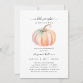 小さなかぼちゃが秋の赤ちゃんシャワーの途中にある 招待状 (正面)