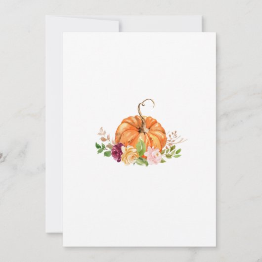 小さなかぼちゃが赤ちゃんシャワーの途中にある 招待状 (裏面)