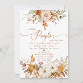 小さなかぼちゃが赤ちゃんシャワーの途中にある 招待状 (正面)