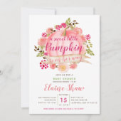 小さなかぼちゃが赤ちゃんシャワーの途中にある 招待状 (正面)