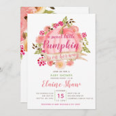 小さなかぼちゃが赤ちゃんシャワーの途中にある 招待状 (正面/裏面)