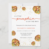 小さなかぼちゃが赤ちゃんシャワーの途中にある 招待状 (正面)