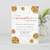 小さなかぼちゃが赤ちゃんシャワーの途中にある 招待状 (スタンド正面)