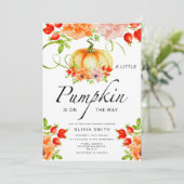 小さなかぼちゃが赤ちゃんシャワーの途中にある 招待状 (スタンド正面)