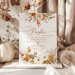 小さなかぼちゃが赤ちゃんシャワーの途中にある 招待状