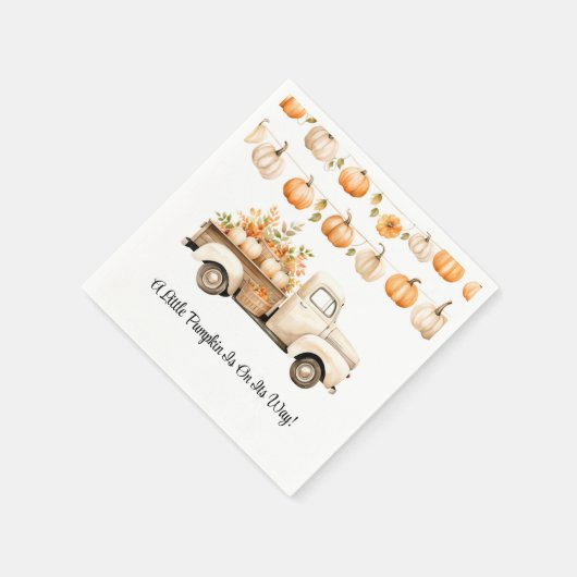 小さなかぼちゃが赤ちゃんシャワーを浴びている スタンダードカクテルナプキン (角)