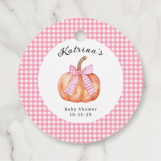 小さなかぼちゃが赤ちゃんシャワーを浴びている フェイバータグ (裏面)