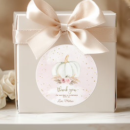 小さなかぼちゃが赤ちゃんシャワーを浴びている ラウンドシール