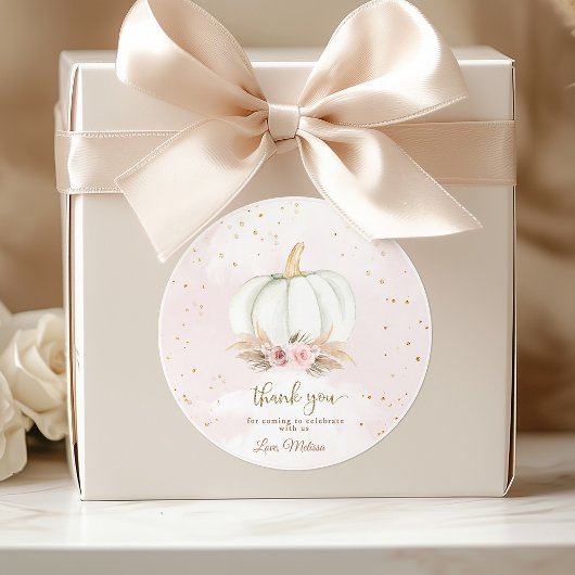 小さなかぼちゃが赤ちゃんシャワーを浴びている ラウンドシール