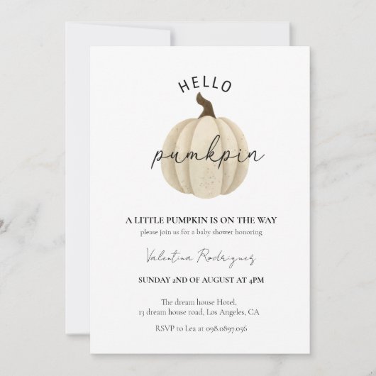 小さなかぼちゃが赤ちゃんシャワーを浴びている 招待状 (正面)