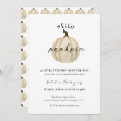 小さなかぼちゃが赤ちゃんシャワーを浴びている 招待状 (正面/裏面)