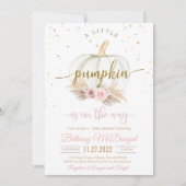 小さなかぼちゃが赤ちゃんシャワーを浴びている 招待状 (正面)