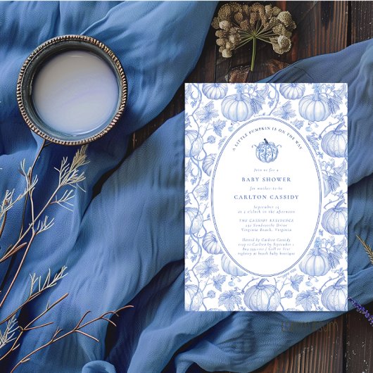 小さなかぼちゃが赤ちゃんシャワーを浴びている 招待状