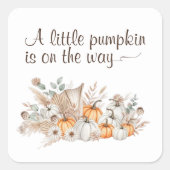 小さなかぼちゃが赤ちゃんシャワーを浴びる スクエアシール (正面)
