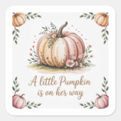 小さなかぼちゃが赤ちゃんシャワーを浴びる スクエアシール (正面)