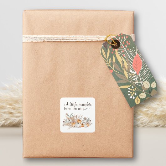 小さなかぼちゃが赤ちゃんシャワーを浴びる スクエアシール