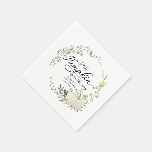 小さなかぼちゃが赤ちゃんシャワーを浴びる スタンダードカクテルナプキン (角)