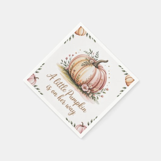 小さなかぼちゃが赤ちゃんシャワーを浴びる スタンダードカクテルナプキン (角)