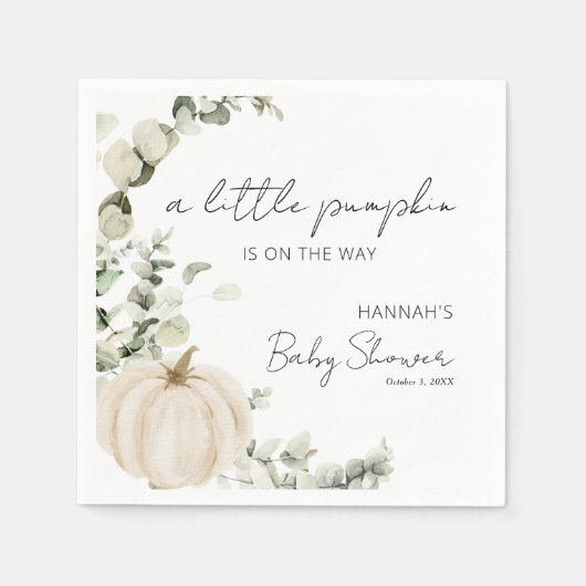 小さなかぼちゃが赤ちゃんシャワーを浴びる スタンダードカクテルナプキン (正面)