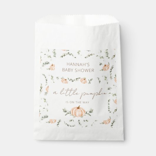 小さなかぼちゃが赤ちゃんシャワーを浴びる フェイバーバッグ (正面)