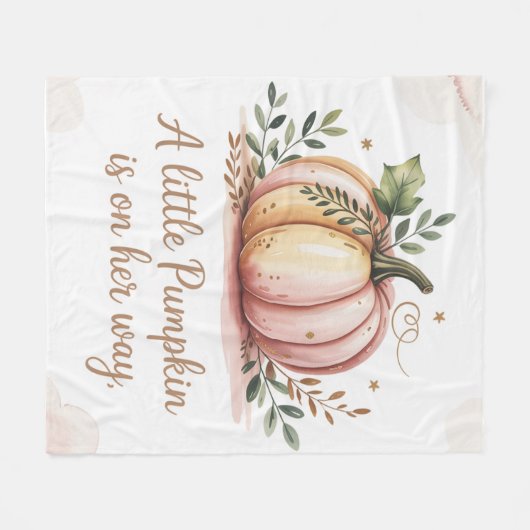 小さなかぼちゃが赤ちゃんシャワーを浴びる フリースブランケット (正面(横))