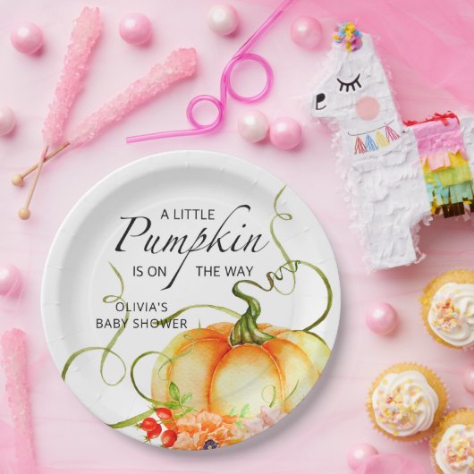 小さなかぼちゃが赤ちゃんシャワーを浴びる ペーパープレート (パーティー)