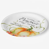 小さなかぼちゃが赤ちゃんシャワーを浴びる ペーパープレート (アングル)