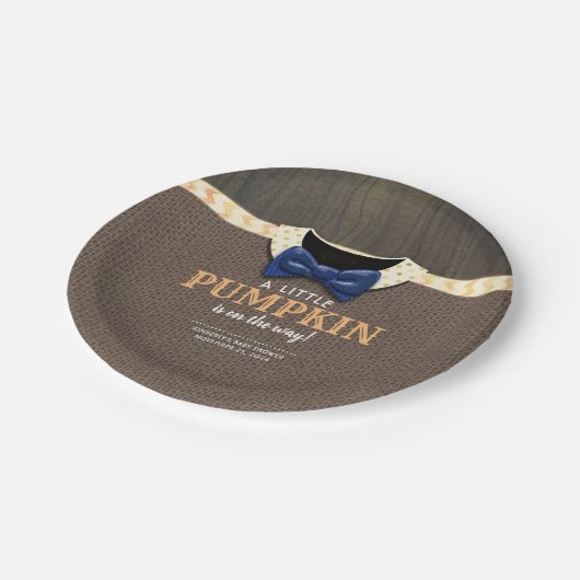 小さなかぼちゃが赤ちゃんシャワーを浴びる ペーパープレート (アングル)