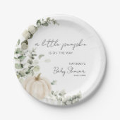 小さなかぼちゃが赤ちゃんシャワーを浴びる ペーパープレート (正面)