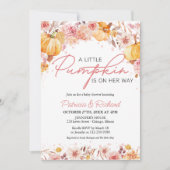 小さなかぼちゃが赤ちゃんシャワーを浴びる 招待状 (正面)