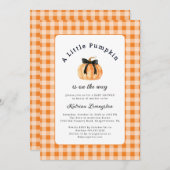 小さなかぼちゃが赤ちゃんシャワーを浴びる 招待状 (正面/裏面)