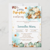 小さなかぼちゃが赤ちゃんシャワーを浴びる 招待状 (正面)