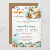 小さなかぼちゃが赤ちゃんシャワーを浴びる 招待状 (正面/裏面)