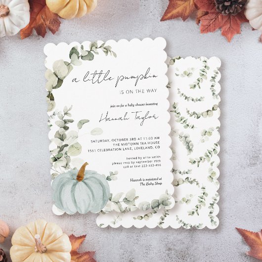 小さなかぼちゃが赤ちゃんシャワーを浴びる 招待状