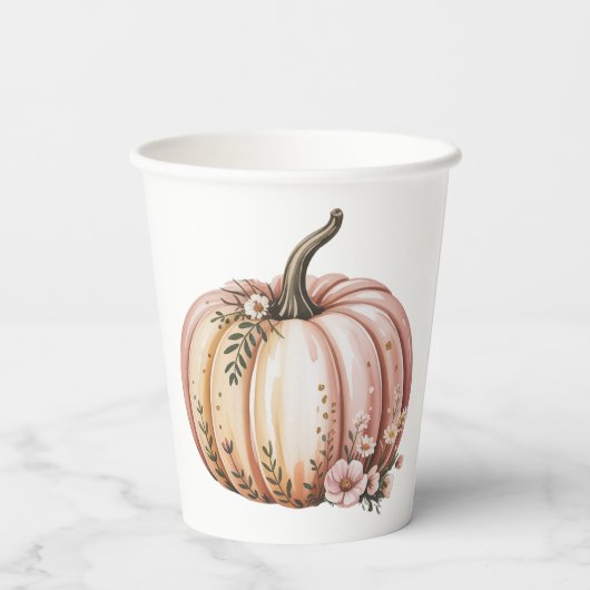 小さなかぼちゃが赤ちゃんシャワーを浴びる 紙コップ (裏面)