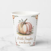 小さなかぼちゃが赤ちゃんシャワーを浴びる 紙コップ (正面)