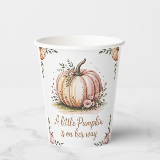 小さなかぼちゃが赤ちゃんシャワーを浴びる 紙コップ (正面)