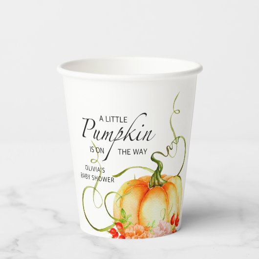 小さなかぼちゃが赤ちゃんシャワーを浴びる 紙コップ (裏面)
