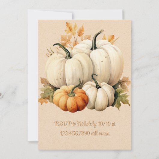 小さなかぼちゃが赤ちゃんシャワーを途中にある 招待状 (裏面)