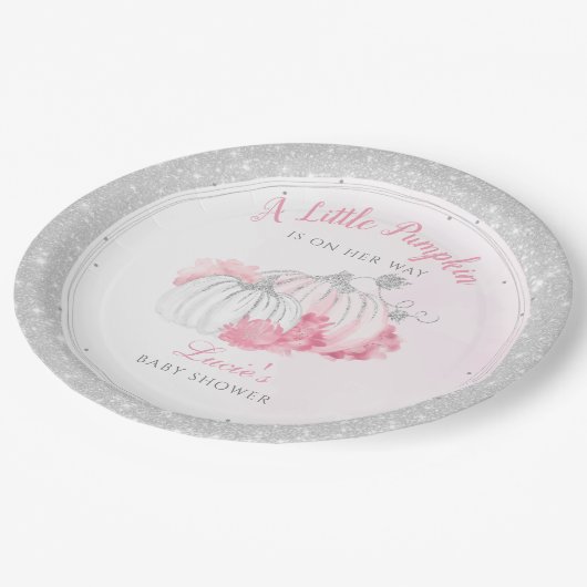 小さなかぼちゃが赤ちゃんシャワーエレガントを浴びる ペーパープレート (アングル)