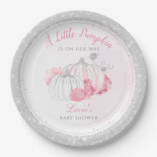 小さなかぼちゃが赤ちゃんシャワーエレガントを浴びる ペーパープレート (正面)