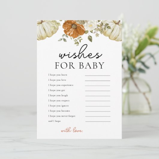 小さなかぼちゃが赤ちゃんシャワーカードを願う シーズンカード (スタンド正面)