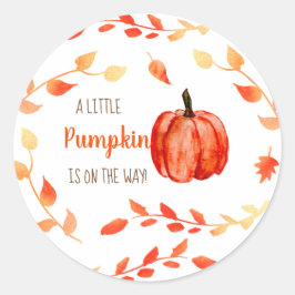 小さなかぼちゃが途中で赤ちゃんシャワーかわいい ラウンドシール