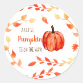 小さなかぼちゃが途中で赤ちゃんシャワーかわいい ラウンドシール (正面)