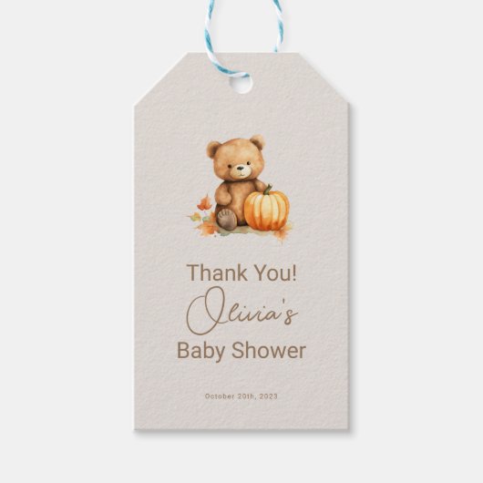 小さなかぼちゃが途中で飾られている ギフトタグ (正面)