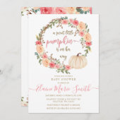 小さなかぼちゃが途中にある秋の赤ちゃん 招待状 (正面/裏面)