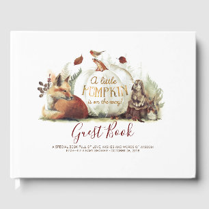 小さなかぼちゃが途中にある秋ベイビーシャワー ゲストブック