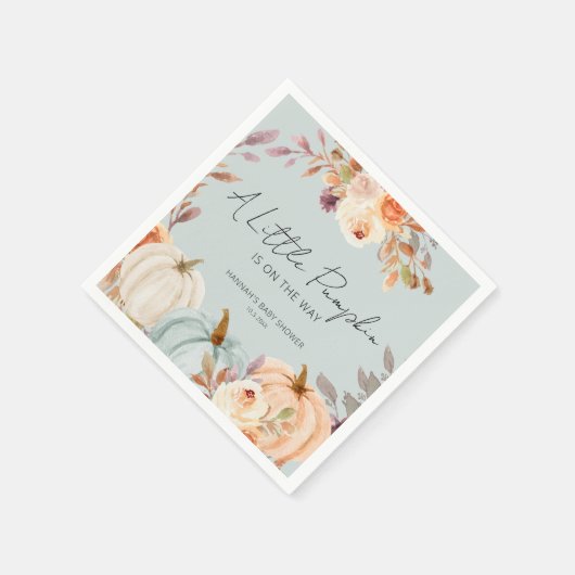 小さなかぼちゃが途中にある秋ベイビーシャワー スタンダードカクテルナプキン (角)