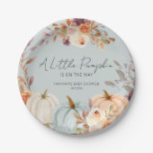 小さなかぼちゃが途中にある秋ベイビーシャワー ペーパープレート (正面)