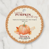 小さなかぼちゃが途中にある秋赤ちゃんシャワー フェイバータグ (正面)